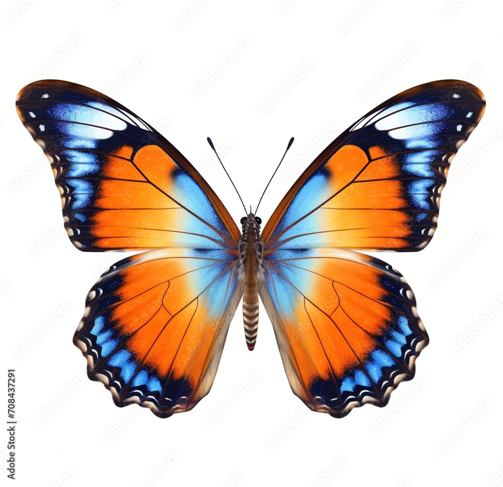 Blue and orange butterfly isolated on white background Blue and orange butterfly isolated on white background