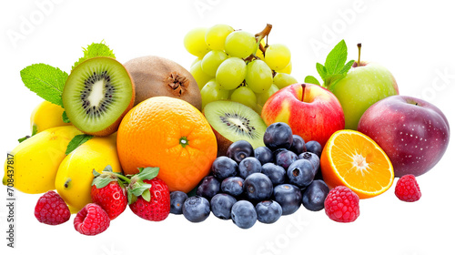 Fruit Medley  Isolated Clipart Featuring a Variety of Colorful and Delicious Fruits.