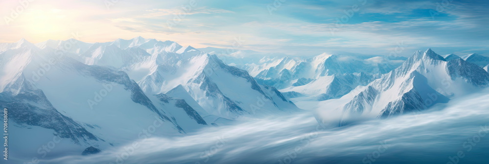 Serene beauty of snow-capped mountain peaks forming a textured pattern that conveys the majestic landscape.