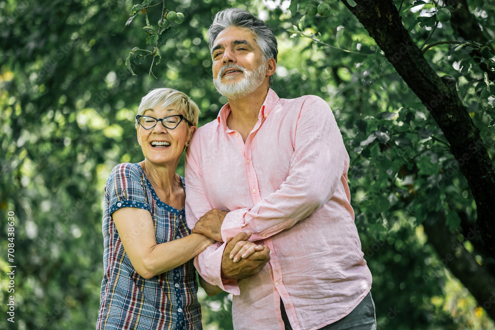 Senior couple relaxing in garden