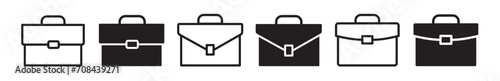 briefcase vector symbol set. business suitcase bag icon set. Career portfolio sign. professional job brief case icon collection.