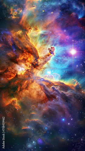 Cosmic background with nebula stars and stardust as wallpaper background illustration photo