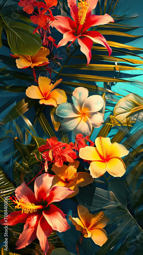 Tropical Bliss: Vivid Turquoise, Coral, and Lemon in a Harmonious Blend