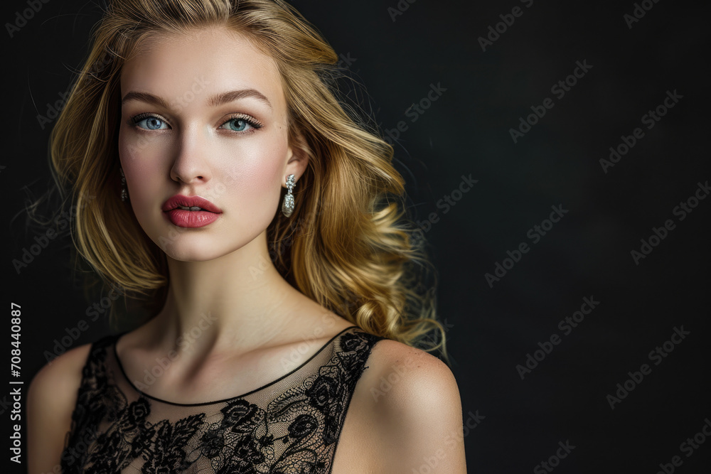 studio - lit portrait of a 28 - year - old Caucasian woman. She exudes ...