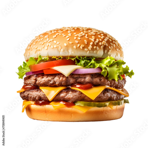 Hamburger with Cheese on transparent background PNG image