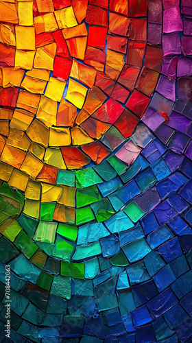 Rainbow Mosaic  A Vibrant Tapestry of Scarlet  Marigold  Emerald  and Azure