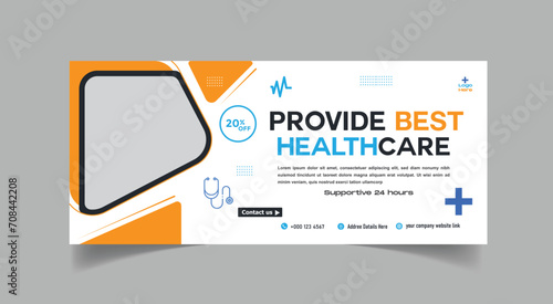 Vector hospital care face book cover template