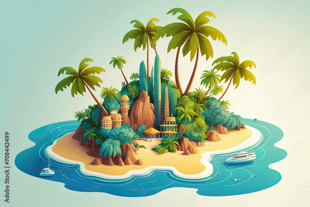 Fototapeta premium tropical island with palm trees