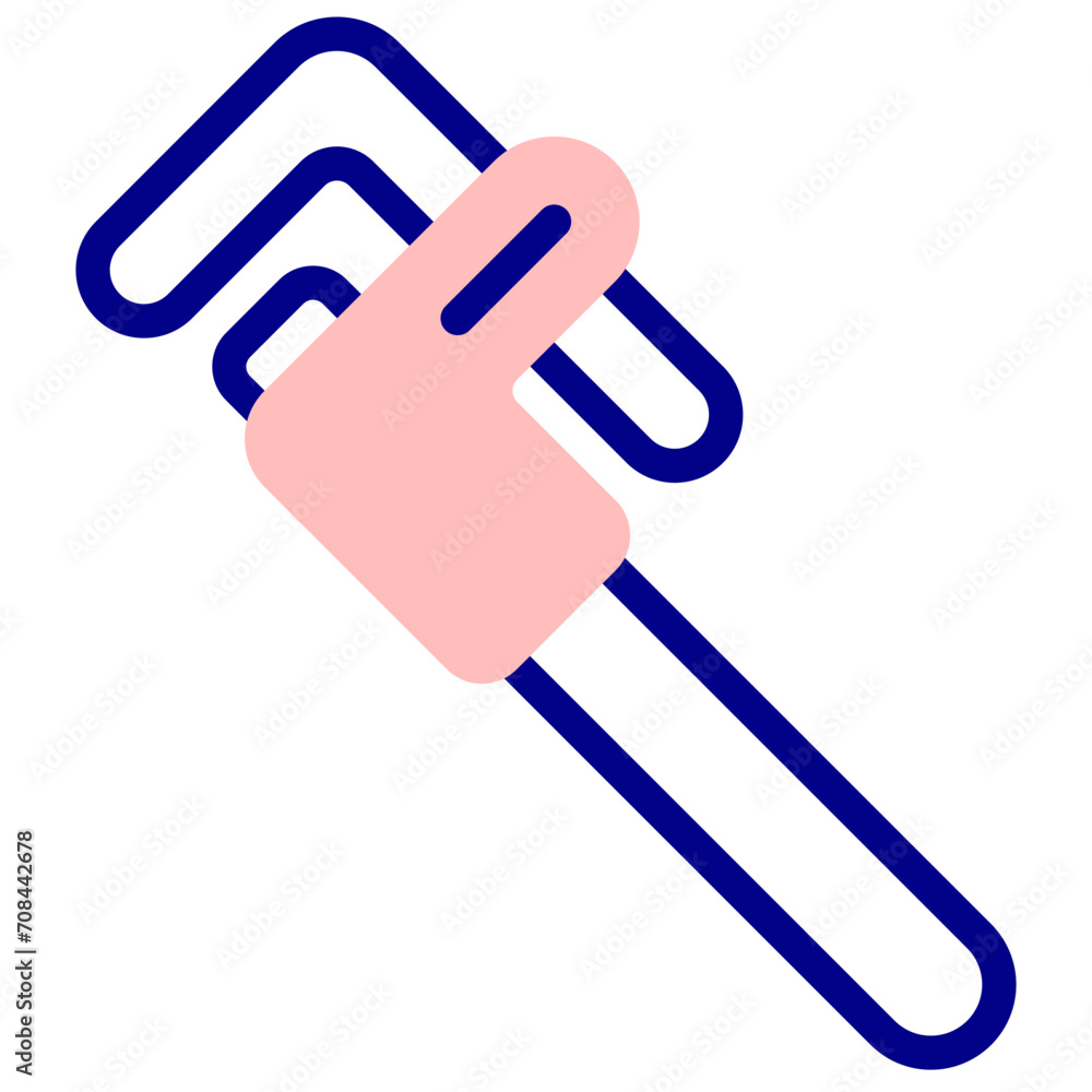 stillson wrench mixed outline vector icon stillson wrench mixed outline vector icon