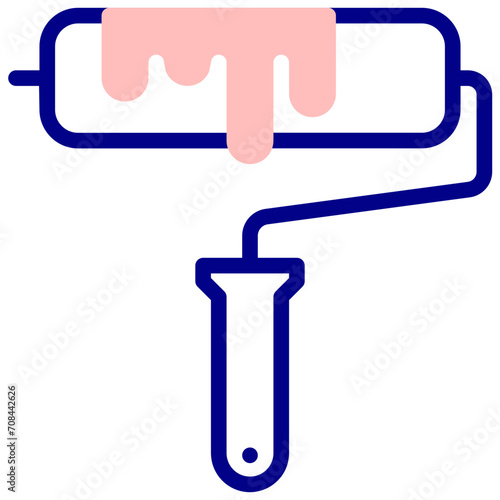 paint roller mixed outline vector icon