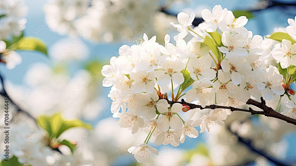 Tree blooms with white flowers.