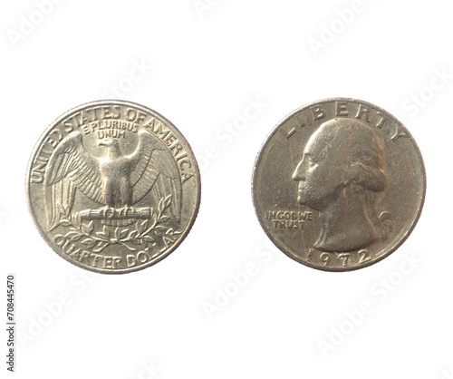 USA quarter dollar coin on both sides