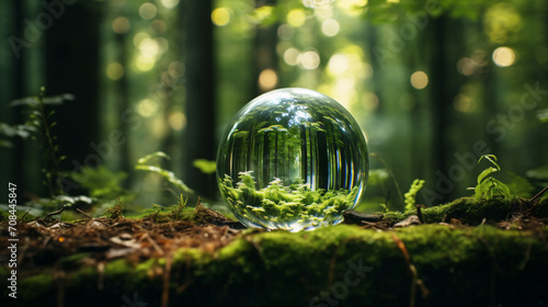 Glass ball in forest