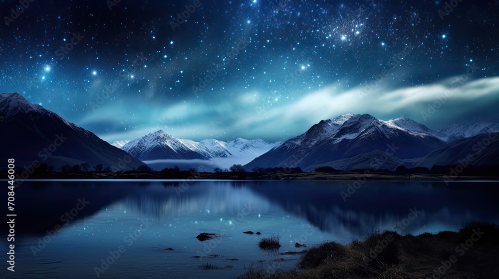 The lake at night was full of stars.