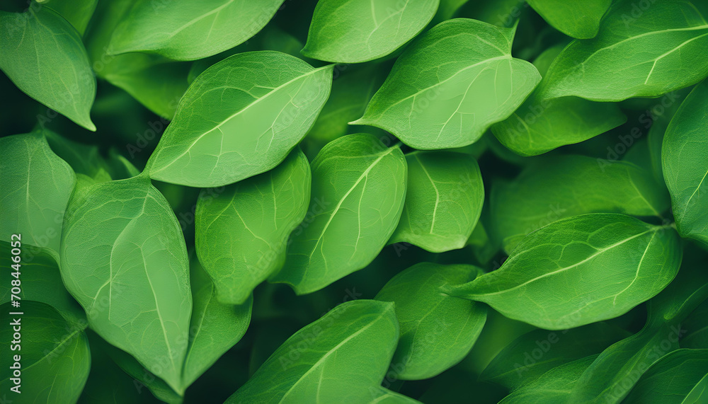 Naklejka premium beautiful close-up photo of green leaves. desktop background web design for ads and copy space print