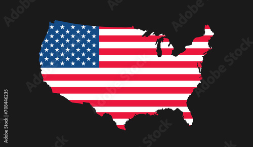 United States Vector map with the flag inside. American flag with American map design Template.