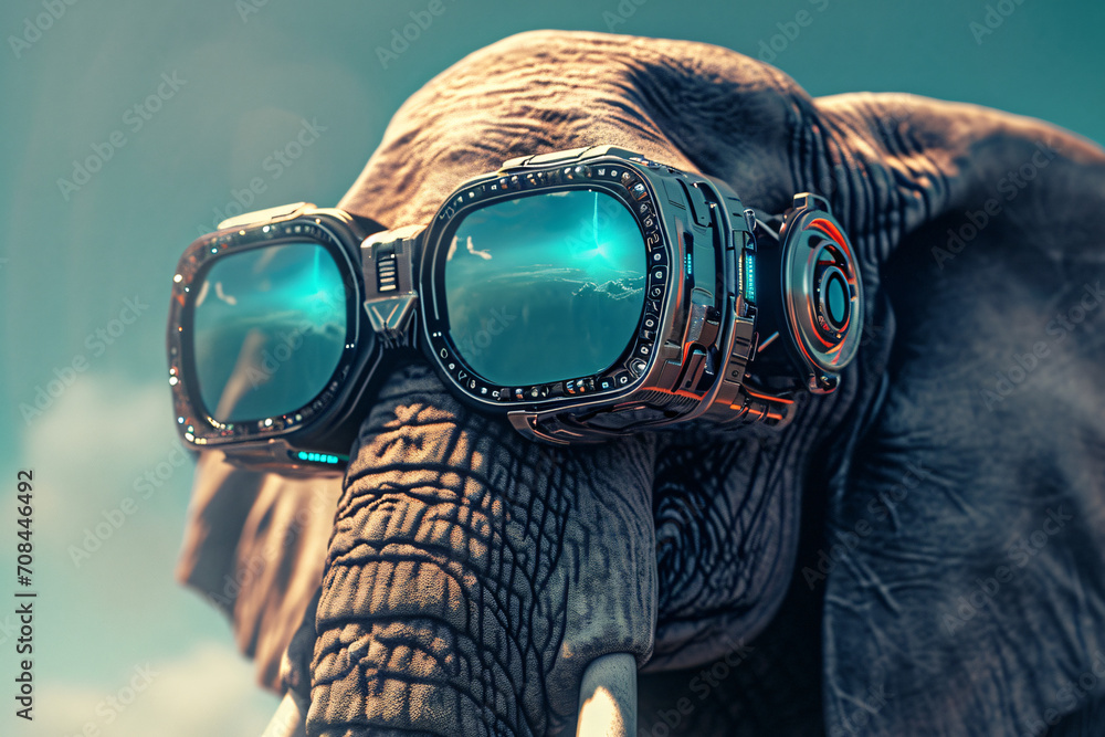 an elephant wearing glasses - obrazy, fototapety, plakaty 