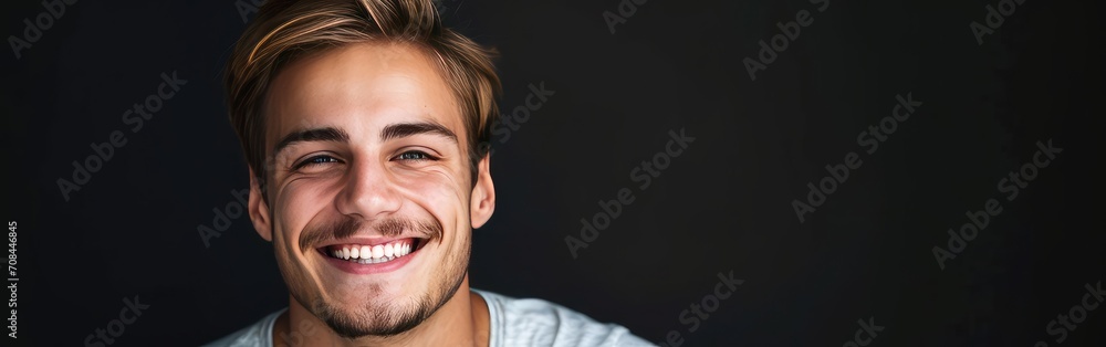 Handsome young smiling man black background Handsome young smiling man black background