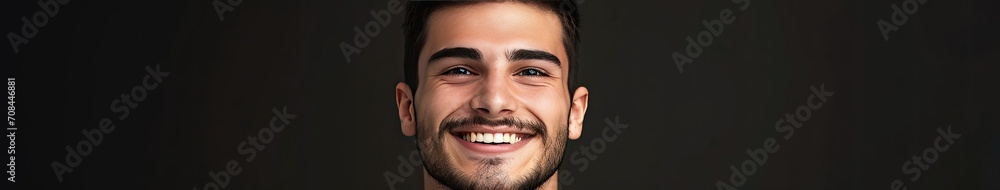 Obraz premium Handsome young smiling man black background