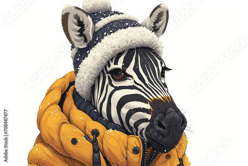 cartoon zebra wearing winter clothes