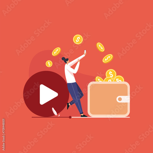 Social media Influencer making video content, make money online, Earn from video marketing