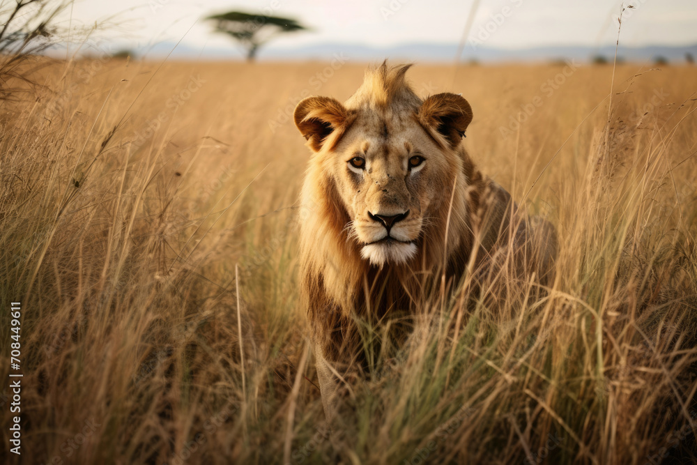 Fototapeta premium Nature wild safari animals carnivore lion predator mammal african africa wildlife cat mane
