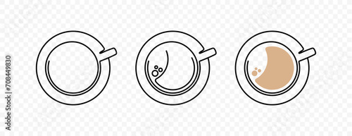 Line drawing cup of hot coffee vector design. Line art illustration hot drink on transparent background