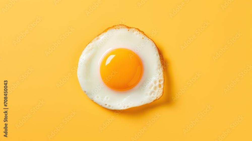 Fried egg isolated on yellow background. Top view Fried egg isolated on yellow background. Top view