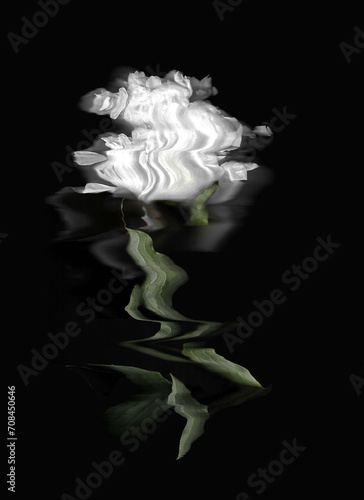 Flower scan background. Scanned flat peony bouquet. Abstract distorted flowers. Colorful bright photocopy with scanner noise effect for advertising, poster or postcard.