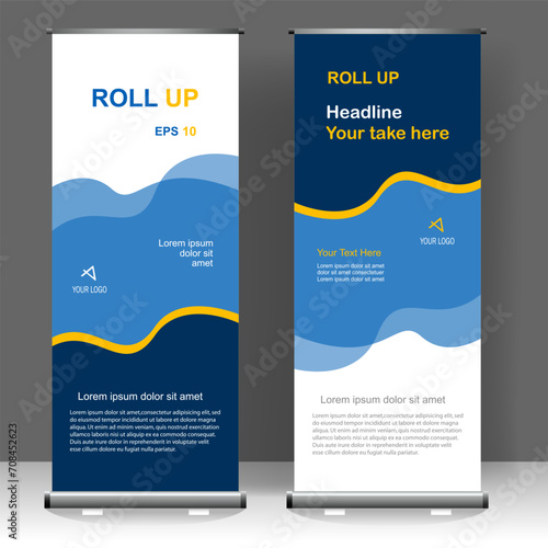 Business Roll up banner vertical template design, for brochure, business, flyer, infographics. modern x-banner and flag-banner advertising. vector illustration