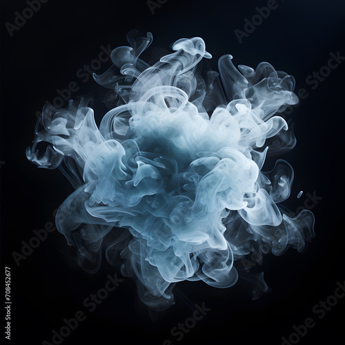 a cloud of whitish-blue-gray smoke on a black background.