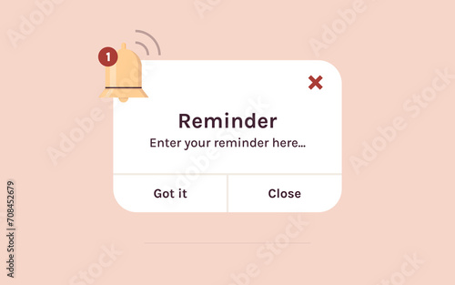 Schilderij op canvas Reminder, notification page with floating elements and business planning, events, timetable flat illustration