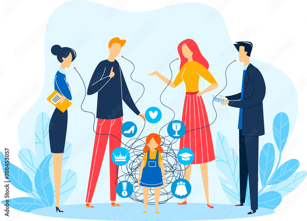 Group of diverse people connected by social media networks. Internet communication and online interaction concept. Social media connection vector illustration.