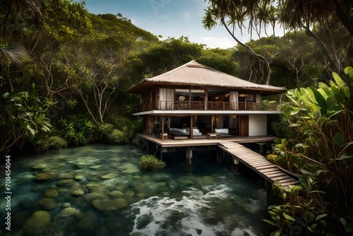 A tranquil lagoon-side home, surrounded by mangroves and embraced by the soothing sounds of gently lapping waves.