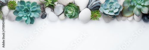 various succulents background and place to copy. top view, flat layout. a plant, a natural backdrop.