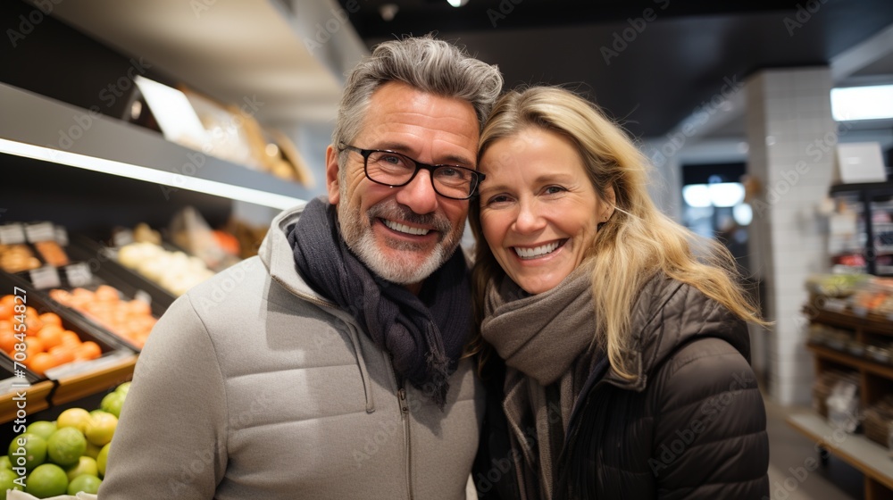 Happy Couple Grocery Shopping