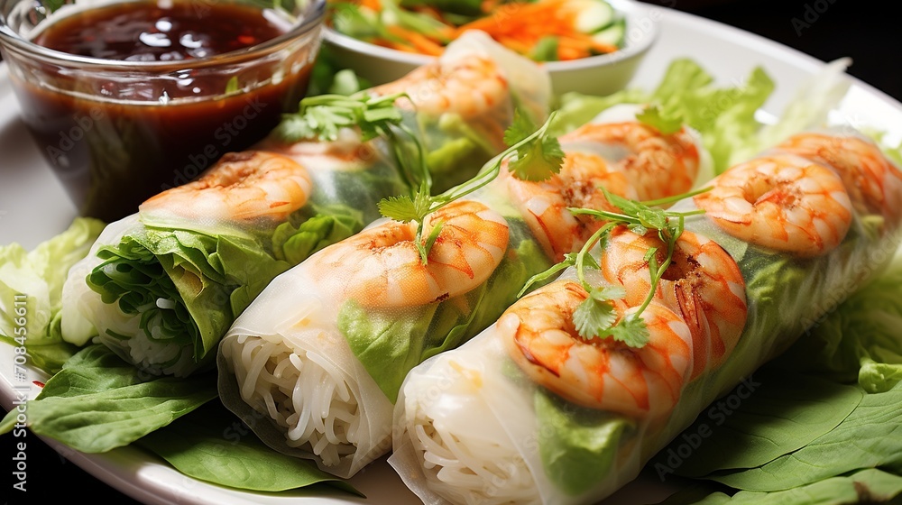 Fresh and Delicious Vietnamese Summer Rolls with Shrimp Fresh and Delicious Vietnamese Summer Rolls with Shrimp