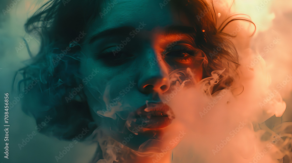 portrait of a woman in a smoke