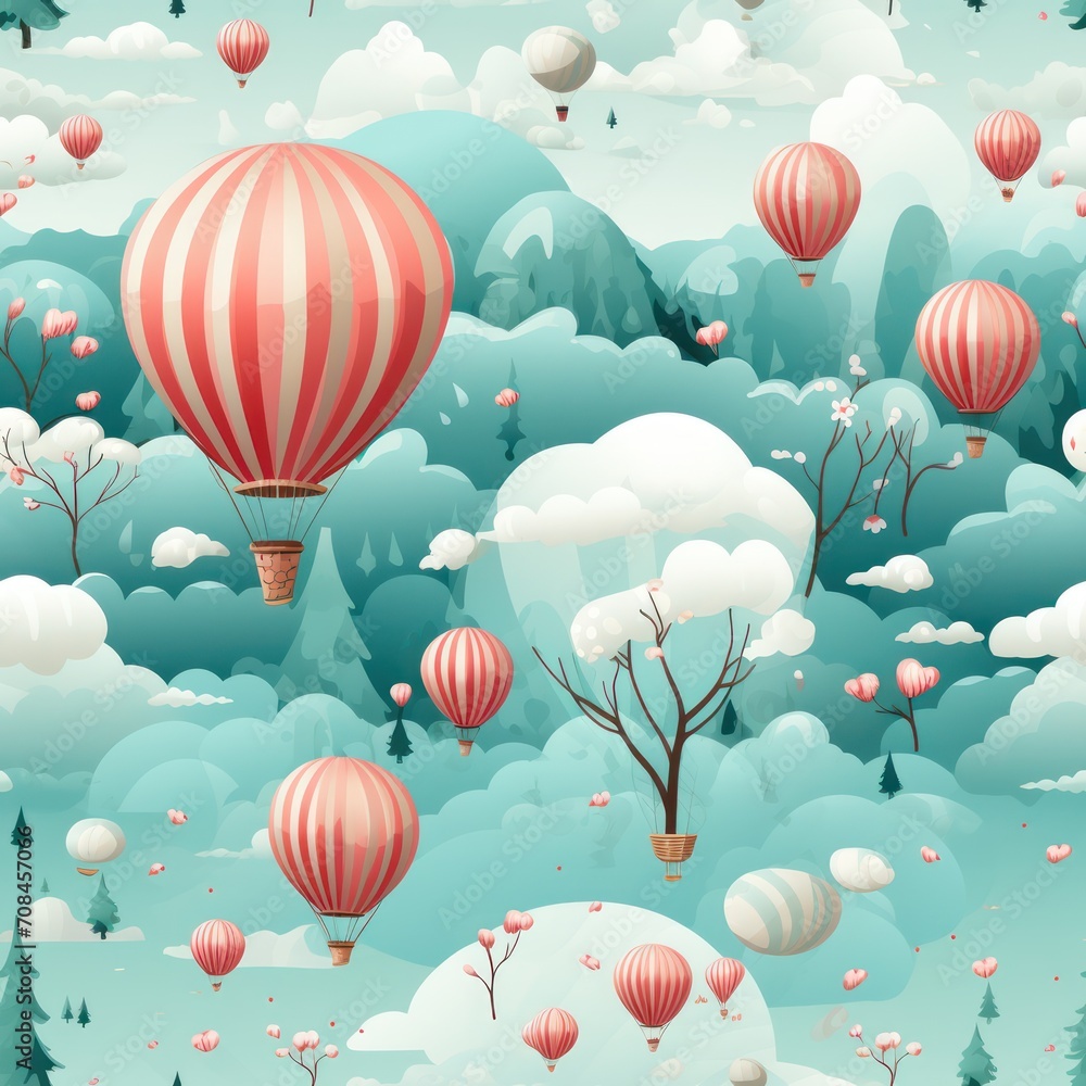 Naklejka premium Illustration seamless pattern wallpaper for a children's room. 