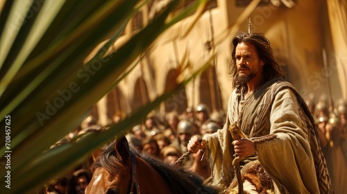 PalmSunday on the occasion of Jesus' entry into Jerusalem photo