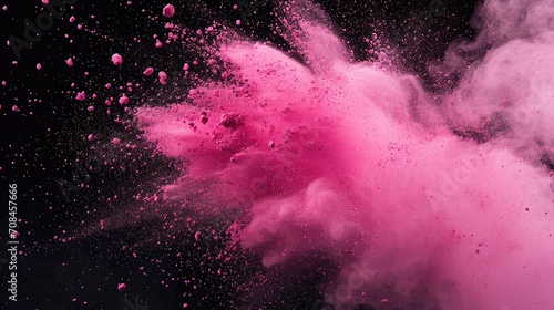 pink color powder splashing over black backdrop