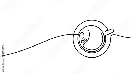 Konstfotografi Continuous one line drawing cup of hot coffee graphic design