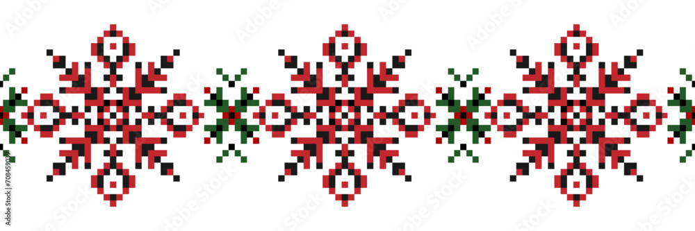Fototapeta premium Cross stitch. Ukrainian ethnic. Geometric horizontal seamless pattern.