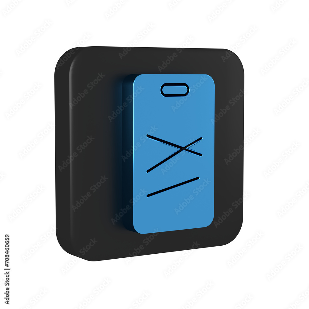 Blue Cutting board icon isolated on transparent background. Chopping Board symbol. Black square button. Blue Cutting board icon isolated on transparent background. Chopping Board symbol. Black square button.