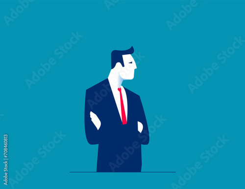 Business person thinking of something. Vector illustration concept