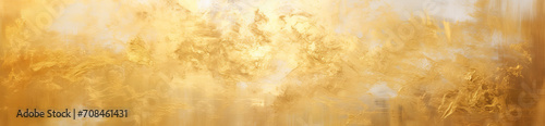 Gold metal textured background or website banner thick oil paint with deep textures and smooth waves photo