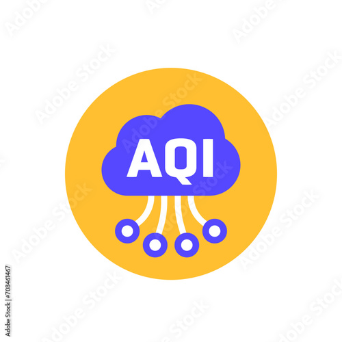 Air quality index, AQI icon, flat vector