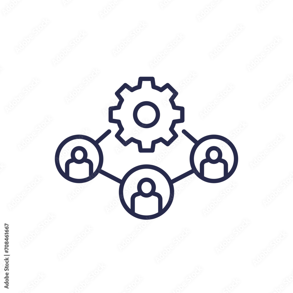 management line icon with people management line icon with people