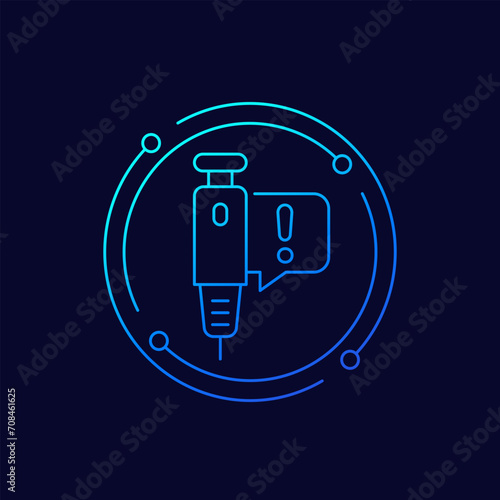 insulin injection icon, linear design