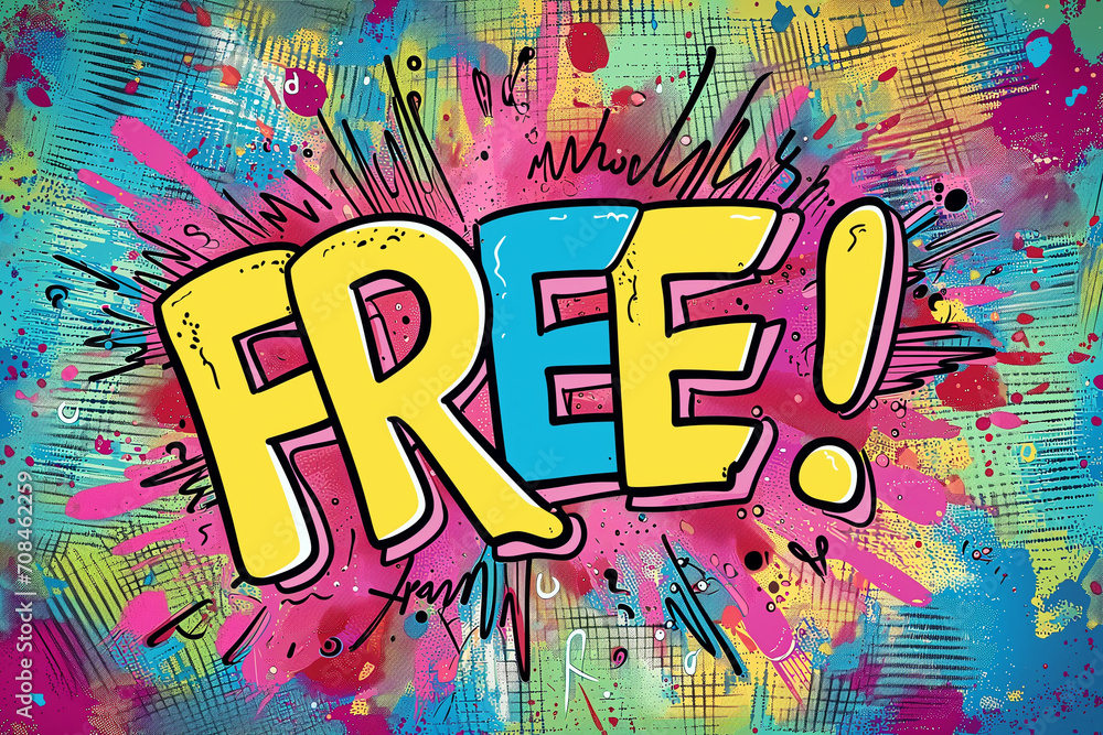 Obraz premium Word Free written in pop art style